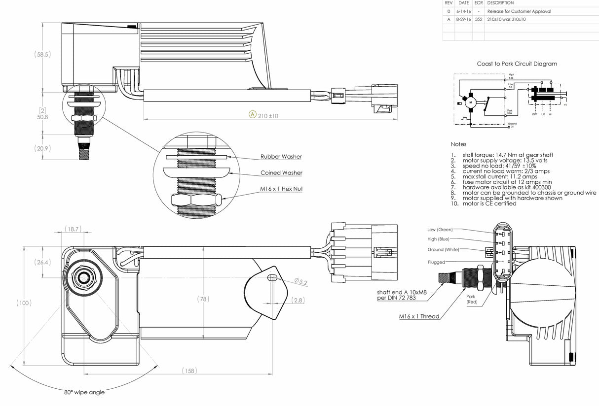 4A2.12.L80CEBDIN - Two and a half inch (2.5") Din shaft, 12V, CE Certified