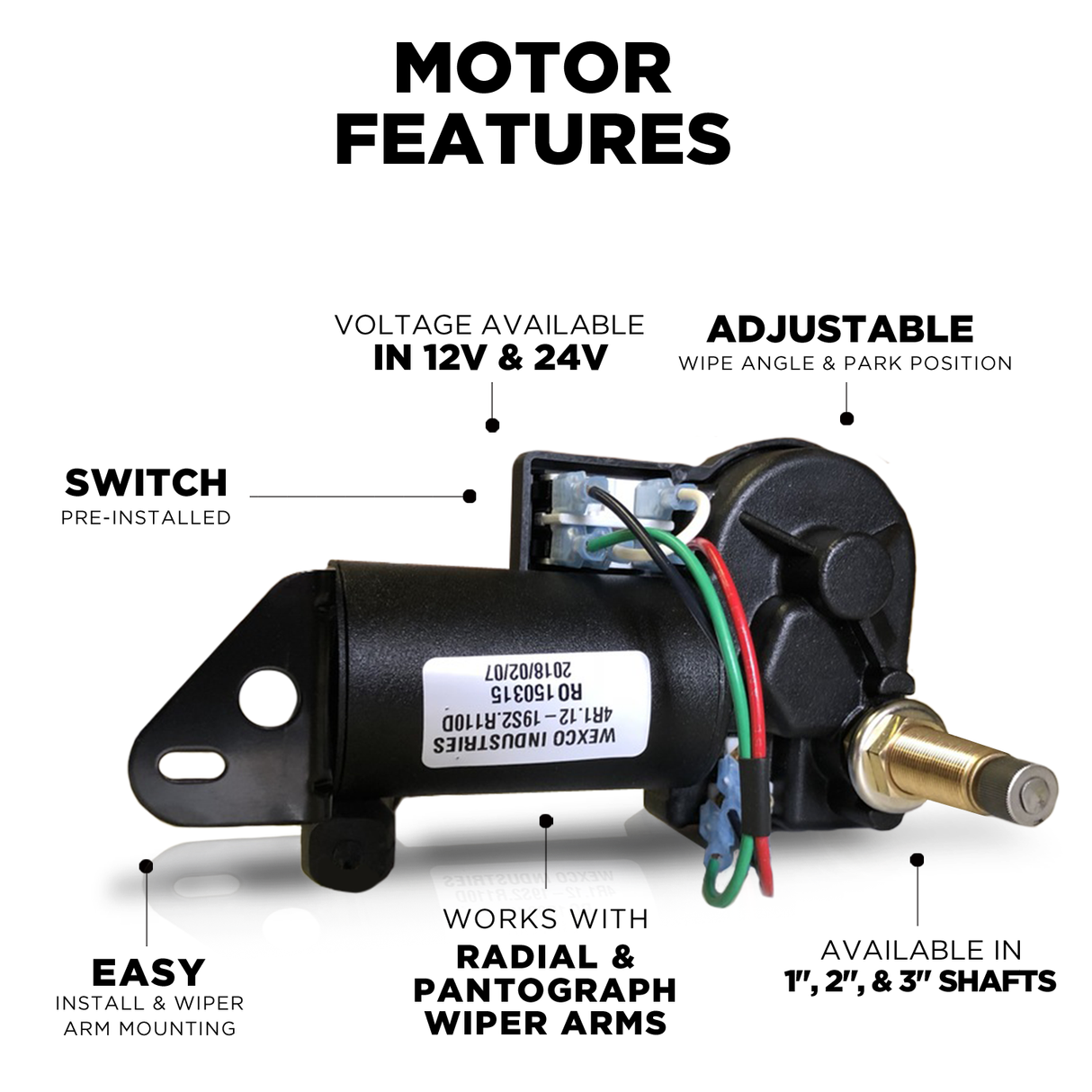 4R2.24-19S2.R110D - Two and a half inch (2.5") shaft, 24V With Two-Speed Switch Installed