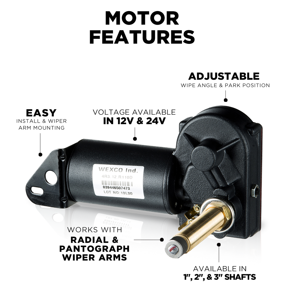 4R3.24.R110D - Three and a half inch (3.5") shaft, 24V