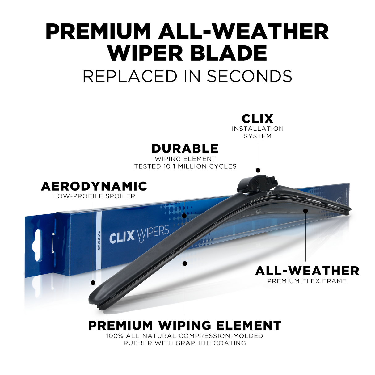 CLIX Original Beam Windshield Wiper Blade 14"-32"