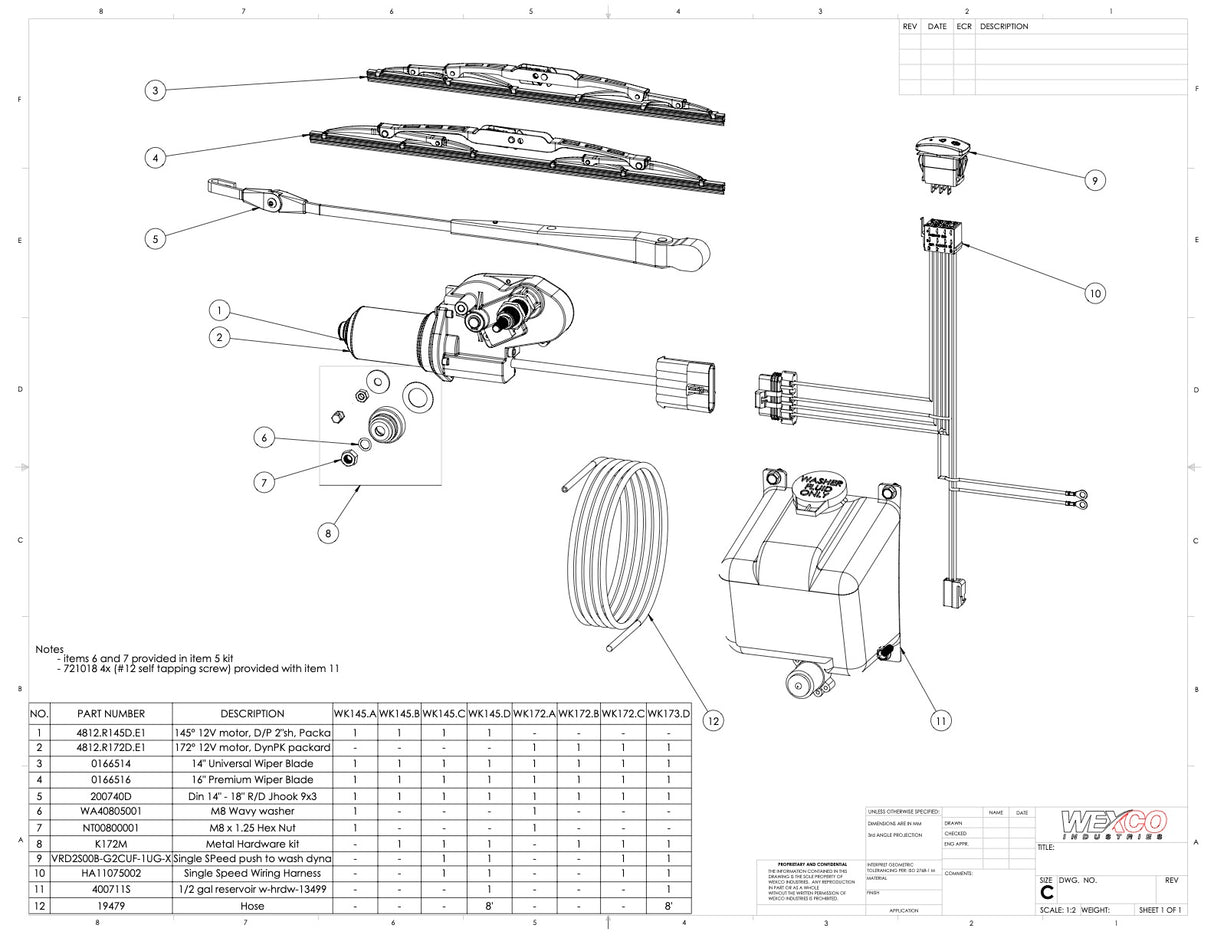 Wire Harness and switch for Side by Side UTV wiper kits