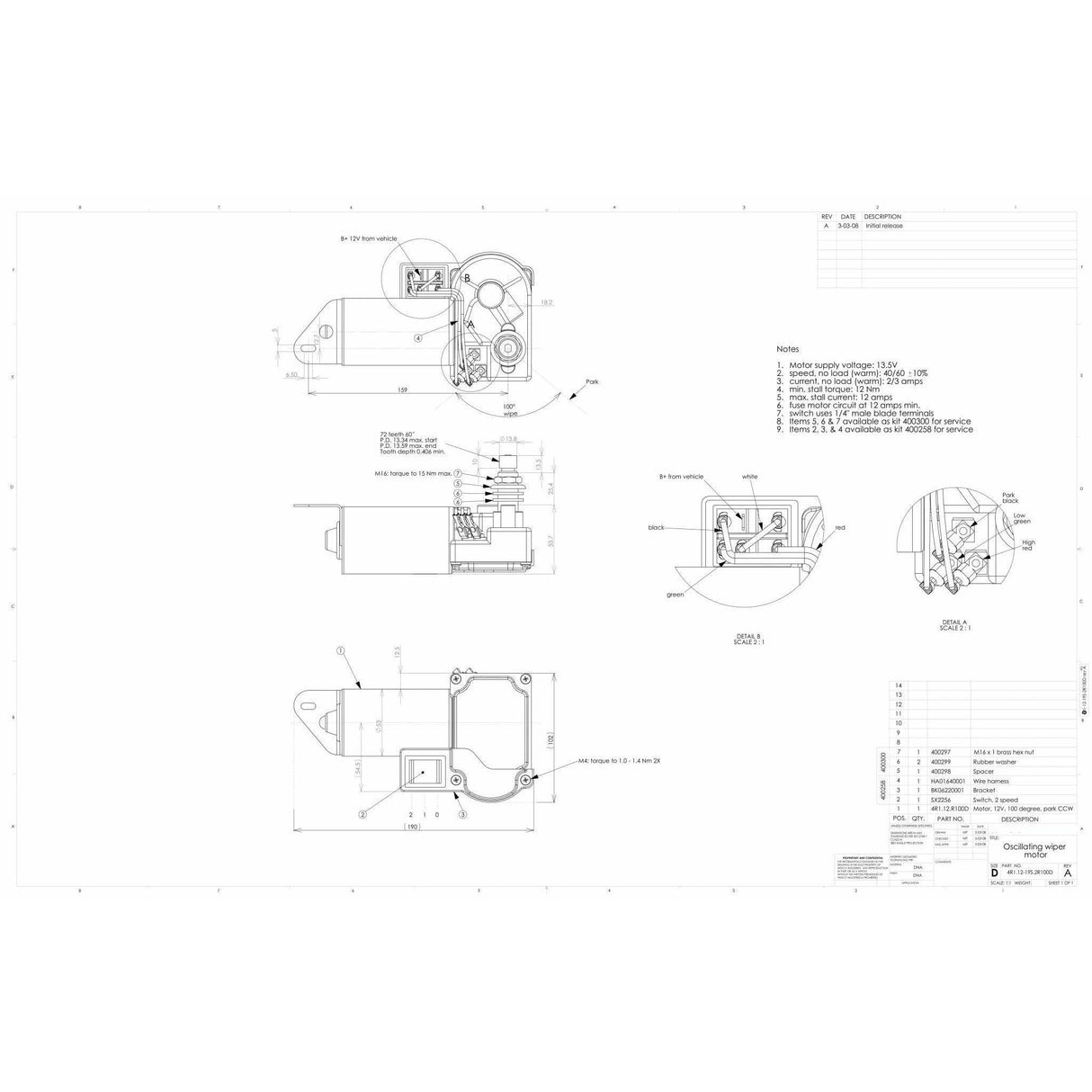 4R1.12-19S2.R110D - One and a half inch (1.5") shaft, 12V With Two-Speed Switch Installed - AutoTex