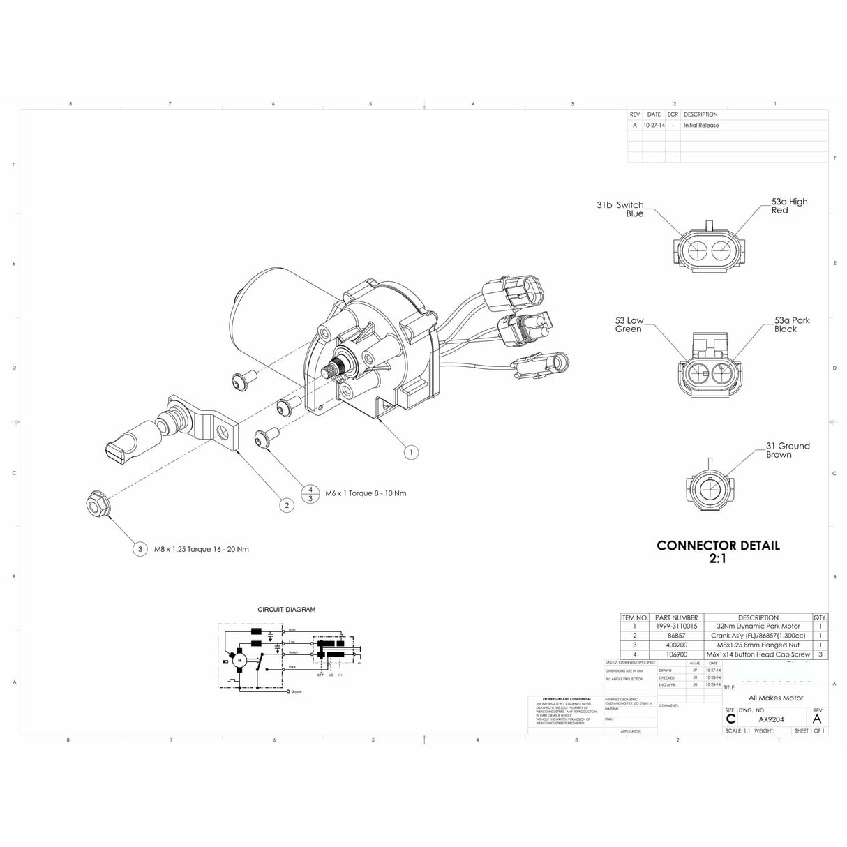 AX9204 Freightliner - Western Star Commercial Wiper Motor - AutoTex