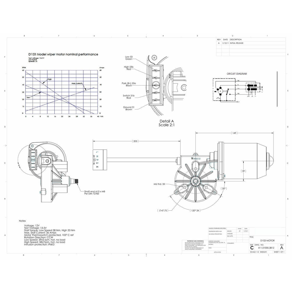 D103 WEXCO OEM Wiper Motor - AutoTex